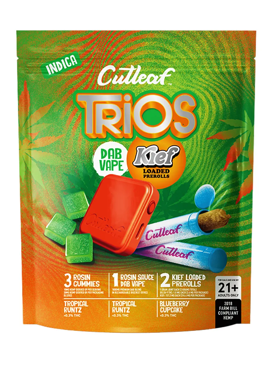 Tropical-Runtz-Blueberry-Cupcake-Cutleaf-Trios-Kief-Loaded